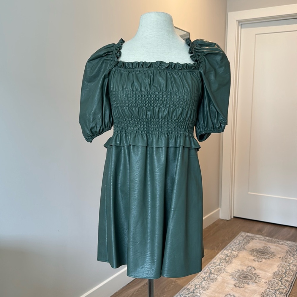 Faux leather mini dress